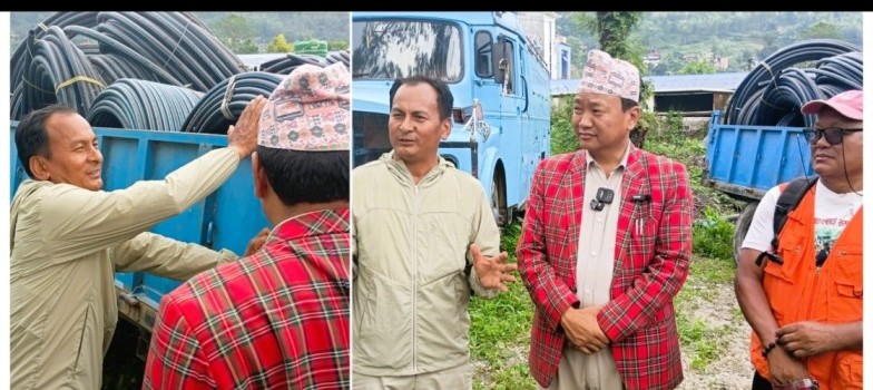 वराहक्षेत्र-१ लाई ४ लाख बराबरको पाइप तथा पानी ट्याङ्की हस्तान्तरण